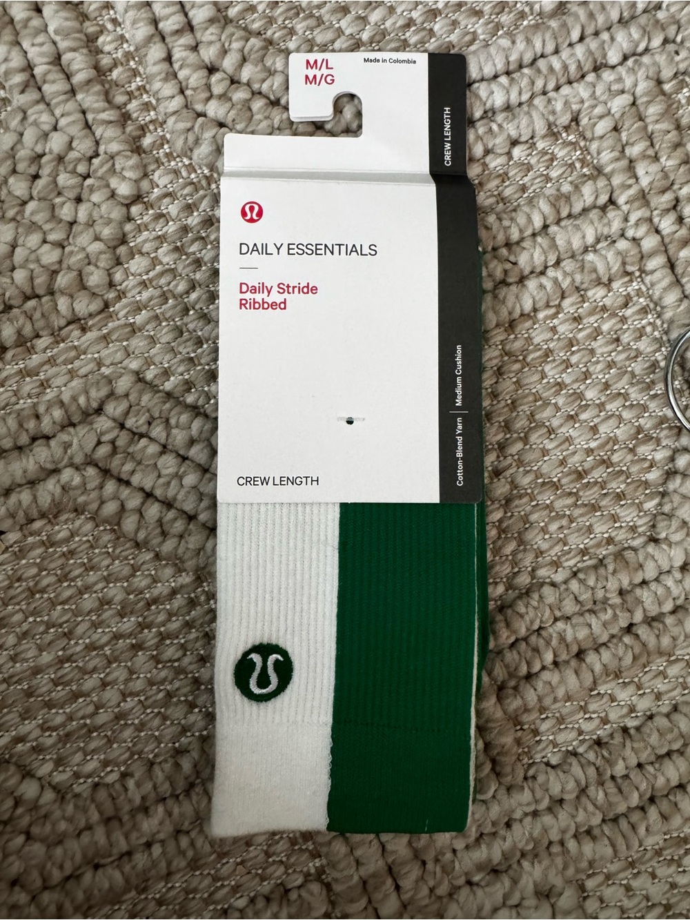 lululemon athletica Two-Tone Crew Socks in White & Green